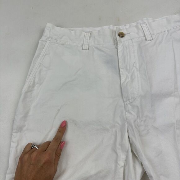 Polo by Ralph Lauren White Chino Shorts Sz 32 Pima Cotton 9.5" Inseam Flat Front - Picture 3 of 7